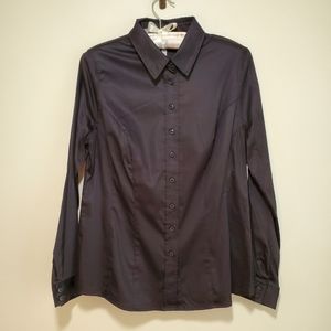 Bravissimo black button down long sleeve blouse, size 14 really curvy